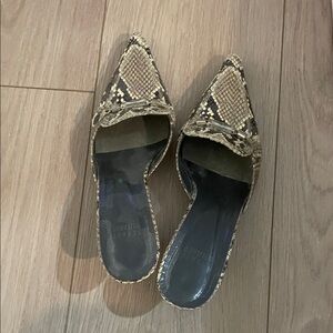 Stuart Weitzman Snakeskin Pointed Toe Mules